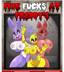 3girls bonnie_(fnaf) chica_(fnaf) comic female female_only five_nights_at_freddy's foxy_(fnaf) multiple_girls pizzeria rule_63 tagme