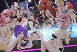 6+girls 8girls ass bikini black_swimsuit black_wings blonde_hair blue_eyes blue_hair blue_swimsuit breasts cat_girl cleavage crow_(oflotssa/k_cioara/lost_phews) demon_girl dragon_girl dragon_wings female female_focus female_only froot green_eyes green_hair hime_hajime horns hot_tub huge_breasts indie_virtual_youtuber ironmouse lich light-skinned_female light_skin melody_(projektmelody) moon multiple_girls night nyatasha_nyanners pink_hair ponytail pool projektmelody purple_hair red_hair red_wings silvervale succubus swimsuit thick_thighs veibae virtual_youtuber vshojo water white_hair white_swimsuit window wolf_girl yellow_eyes yellow_swimsuit zentreya