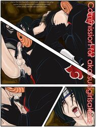 2boys akatsuki_(naruto) anal_fingering anal_insertion anilingus anko-sensei arms_behind_back black_hair blood_dripping_from_mouth blowjob bondage clothed_sex commission_art duo duo_focus fellatio finger_fuck fingering fingers_in_ass gay giving_head going_down_on holding_penis legs_held_open licking_ass licking_penis mask mask_on_head multiple_boys naruto naruto_(series) naruto_shippuden oral oral_sex rimjob rimming split_screen spread_legs sucking_off tied_hands tobi tongue_out uchiha_itachi uchiha_obito yaoi