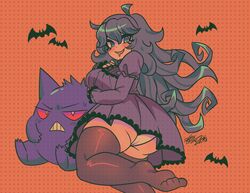 1girls 2021 ass big_breasts drooling gengar halloween hex_maniac kaibuzetta looking_at_viewer pokemon purple_hair tagme thick thick_thighs upskirt