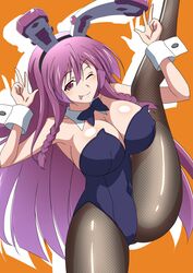 artist_request big_breasts breasts bunny_ears bunnysuit infinite_stratos shinonono_tabane tagme thick_thighs vertical_splits