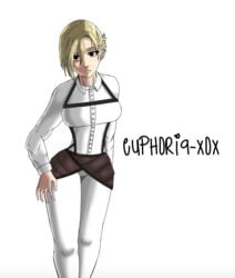 annie_leonhardt attack_on_titan blonde_hair euphoria-xox looking_at_viewer shirt short_hair straps