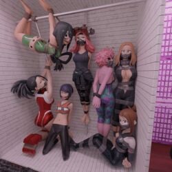 3d 7girls animated arms_behind_back ass ball_gag barefoot bondage bound_arms bound_legs breasts camie_utsushimi feet female female_only femsub gag gagged harem harness hero_outfit_(mha) kneeling kyoka_jiro long_hair maledecten mei_hatsume mina_ashido momo_yaoyorozu multiple_girls multiple_subs my_hero_academia ochako_uraraka panel_gag pole_tied ponytail restrained rope_gag short_hair struggling tape_gag taped_mouth toes tsuyu_asui