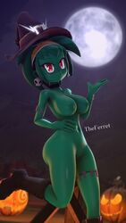 ass boots breasts clothing forest green_body green_hair green_skin halloween halloween_costume jollyferret looking_at_viewer moonlight night nude nude_female panties pose posing pumpkin rottytops sfm shantae shantae:_half-genie_hero shantae_and_the_pirate's_curse shantae_and_the_seven_sirens smile smiling smiling_at_viewer smooth_skin source_filmmaker witch witch_hat zombie zombie_girl