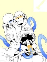 2boys blush gay lightsaber_dick male male_only papyrus penetration sans tentacle underswap underswap_papyrus undertale