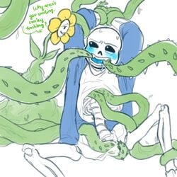 animated_skeleton blue_blush blush blushing bone bottomless eli-sin-g english_text flower flowey_the_flower gay kolesjoie legs_apart legs_spread male male_only mouth_forced_open plant sans simple_background skeleton spread_legs tentacle tentacle_around_leg tentacle_in_mouth tentacle_under_clothes tentacles tentacles_around_arms tentacles_around_wrists tentacles_in_mouth tentacles_under_clothes text undertail undertale undertale_(series) undertale_sans vine_tentacles vines white_background