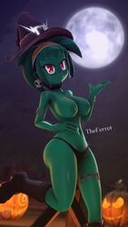 ass boots breasts clothing forest green_body green_hair green_skin halloween halloween_costume jollyferret looking_at_viewer moonlight night nude panties partially_clothed pose posing pumpkin rottytops sfm shantae shantae:_half-genie_hero shantae_and_the_pirate's_curse shantae_and_the_seven_sirens smile smiling smiling_at_viewer smooth_skin source_filmmaker witch witch_hat zombie zombie_girl