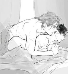 asanoya azumane_asahi blanket gay gay_sex haikyuu!! hair_down hand_holding holding_hands laying_down laying_on_bed laying_on_person laying_on_stomach nishinoya_yuu yaoi