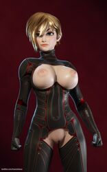 1girls 3d areolae big_breasts blender breasts female female_only functionally_nude large_breasts mavixtious nipples pussy reverse_outfit sergeant_calhoun solo wreck-it_ralph