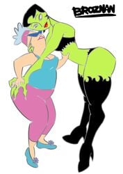 ass_grab big_ass big_thighs broznan bunny_bravo cartoon_network claws cleavage crossover green_skin half-dressed heels ikra johnny_bravo_(series) lipstick milf mtf_transformation samurai_jack size_difference sunglasses thighhighs