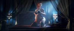 1girls 3d autodesk_maya big_breasts breasts brigitte female female_only huge_belly large_breasts overwatch pregnant ready_to_pop solo vgerotica