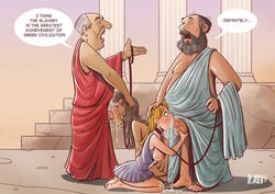 2boys 2girls ancient_greece ball_fondling blonde_hair blowjob brought_to_obedience brown_hair crying cum_in_mouth cum_in_throat dark-skinned_female deep_blowjob deepthroat disarten english_text erect_penis fat_man fellatio femsub happy_dom happy_male history kneeling kneeling_oral_position male maledom multiple_girls multiple_subs oral oral_sex penis petite questionable_consent rape roman rome sad_sub slave submissive_female tears text throat_fuck tongue_out two_subs_two_doms unhappy_female