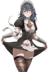 /// 1girls alternate_costume areolae blue_eyes blush byleth_(fire_emblem) byleth_(fire_emblem)_(female) dress edit embarrassed female female_pubic_hair fire_emblem fire_emblem:_three_houses hair_between_eyes hairy_pussy jourd4n leggings legwear lifted_by_self looking_at_viewer maid medial_ring medium_hair miclefirst navel nintendo nipples no_bra no_panties pubic_hair pussy skirt skirt_lift smile solo stockings teal_hair thighhighs thighs third-party_edit upskirt white_background