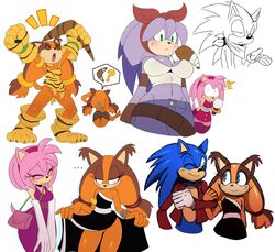 1boy 3girls amy_rose amy_rose_(boom) female male sonic_(series) sonic_boom sonic_the_hedgehog sssonic2 sticks_the_badger sticks_the_jungle_badger sticks_the_tejon