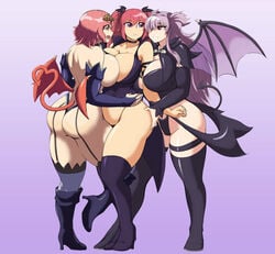 3demons 3girls ass ass_grab big_ass big_breasts brandish breasts caress caressing chubby crossover dat_ass demon demon_girl demon_horns demon_tail demon_wings demoness female female_focus female_only firika_mia_shatana foreplay garter_belt grand_cru grand_cru_bourgeois group head_wings heart horns kneehighs kyonyuu_fantasy large_breasts lesbian_sex multiple_demons multiple_girls nukidoki! purple_hair red_hair shamsiel shamsiel_shahar succubi succubus succubus_costume succubus_horns succubus_outfit succubus_tail succubus_wings tail_heart thick_thighs thighhighs thong threesome twiska wide_hips yuri