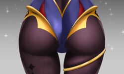 ass ass_focus clothed clothing female genshin_impact mona_(genshin_impact) okaimikey solo