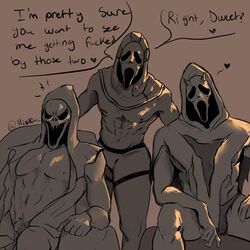 dbd dead_by_daylight gay ghostface kinktober male male_only mixikimo muscular threesome yaoi