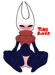 alternate_costume anthro blushing bug exposed feet hollow_knight hornet hornet_(hollow_knight) legs legs_spread nervous panties scared shy wet wet_spot