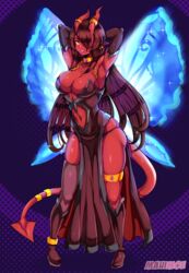 butterfly_wings female horns large_breasts mauimoe red_skin succubus thick_lips thick_thighs