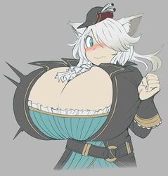 1girls blush breasts catgirl cleavage copyright_request female female_only huge_breasts kittenboogers krysha_pendleton solo white_cat_(ys) ys ys_ix_monstrum_nox