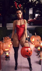 1girls 3d 3d_(artwork) apex_legends big_breasts bodysuit boots braided_hair clothed costume el-recondite_(artist) eye_markings female female_focus female_only fishnets halloween halloween_costume hi_res hourglass_figure leather_boots loba loba_(apex_legends) pumpkin rabbit_ears solo solo_female solo_focus twintails wide_hips