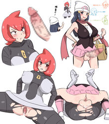 1futa 1girls age_difference ahoge alternate_breast_size bangs beanie big_balls big_breasts big_penis black_legwear boots breasts censored clothed clothing creatures_(company) cum cum_in_pussy cum_inside dawn_(pokemon) dress duo erection female full-package_futanari futa_on_female futanari game_freak grey_eyes hair_between_eyes hair_ornament hairclip human instant_loss_2koma japanese_text large_breasts light-skinned_female light-skinned_futanari light_skin long_hair long_sleeves mars_(pokemon) mating_press miniskirt mochiume9 mosaic_censoring mostly_clothed nintendo older_female open_mouth pale_skin pantyhose pink_skirt pokemon pokemon_(game) pokemon_dppt red_eyes red_scarf scarf sex short_dress short_hair sidelocks simple_background skirt sleeveless_shirt squatting team_galactic team_galactic_uniform testicles torn_clothes torn_pantyhose translation_request vaginal_penetration veiny_penis white_background white_dress white_headwear younger_futanari