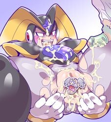 1cuntboy bass_(mega_man) blush broken_condom censored censored_pussy condom cum_in_mouth cum_on_chest cum_on_face cuntboy doboshiru intersex mega_man mega_man(classic) rule_63 small_penis spread_legs spread_pussy spreading