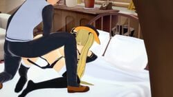 3d animated azur_lane blonde_hair chara_studio clothed_male_nude_female cowboy_hat doggy_style grabbing_waist green_eyes grinning hornet_(azur_lane) koikatsu mp4 no_sound panties_around_legs penetration sex_from_behind tagme tits twintails vaginal_penetration video winking