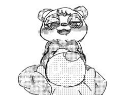 2021 aka_leopard animal_crossing anthro ass black_and_white blush breasts clothing cunnilingus duo female giant_panda human male mammal monochrome nintendo oral paws pinky_(animal_crossing) sex smile ursid vaginal_penetration video_games