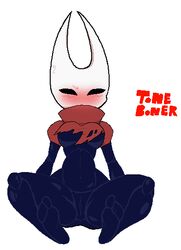 blush blushing breasts bug cute exposed exposed_breasts exposed_pussy eyebrowless feet female hollow_knight hornet_(hollow_knight) legs_spread nervous no_source pussy ripped_clothing scared shy solid_eyes thighs
