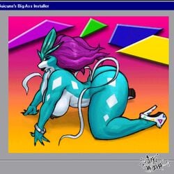 anthro female furry high_heels nude pokemon pokemon_(species) pokemorph sligarthetiger suicune tagme