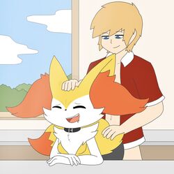 ambiguous_penetration anthro bottomless braixen breasts closed_eyes clothed clothing collar crossed_arms duo fangs female from_behind_position hand_on_head head_scratch hi_res human human_on_anthro inside interspecies leaning leaning_forward looking_pleasured male male/female mammal nintendo penetration pokémon_(species) pokemon pokemon_(species) pokephilia roguecolonel303 sex video_games