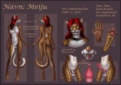 2021 4_toes 5_fingers abs animal_genitalia animal_penis anthro anus border braided_hair breasts brown_body brown_fur chest_tuft collar countershading ear_piercing fangs feet felid feline_penis fingers fur furgonomics furry-specific_piercing futanari genital_piercing genitals hair hi_res himeragoldtail hybrid_genitalia hybrid_penis inner_ear_fluff intersex knot knotted_feline_penis long_hair long_tail looking_at_viewer machairodontine mammal meiju_(ashnurazg) model_sheet multicolored_body multicolored_fur navel navel_piercing nipples nude orange_eyes pawpads pecs penile_spines penis piercing pink_nipples pink_nose pink_pawpads presenting presenting_penis pupils red_border red_hair sheath sheath_piercing simple_background slit_pupils solo spots spotted_body spotted_fur text toes tongue tongue_out tongue_piercing tuft white_body white_fur translated edit third-party_edit danish_text