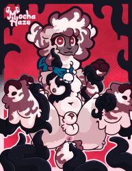 absurd_res alpaca animal_genitalia anthro anus balls bell bell_collar belly black_tentacles breasts camelid collar fingers fluffy fluffy_ears fully_sheathed fur futanari genitals glistening glistening_eyes gynomorph hair heart_eyes heart_symbol herm hi_res hooved_fingers hooves intersex kerchief mammal mocha_(mocha_haze) mocha_haze multicolored_body multicolored_fur navel nipples questionable_consent red_eyes restrained restrained_by_tentacles sheath small_tail solo tail tentacles wet_tentacles