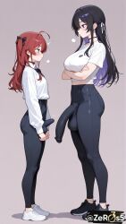futanari big_penis big_balls large_penis saggy_balls ai_generated huge_cock flaccid flaccid_penis bulge bulge_through_clothing side_view big_breasts size_difference penis_size_difference comparing_penis tight_clothing visible tight_pants futa_with_futa