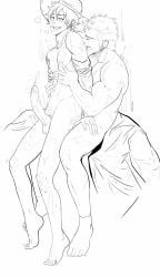 kiskins one_piece monochrome sitting_on_person sitting_on_penis erection erect_penis foreskin_pull retracted_foreskin uncircumcised uncut_penis interracial interracial_sex pleasure_face pleasure pleasured pleasured_face looking_at_another biceps scar_on_leg post-timeskip roronoa_zoro monkey_d._luffy barazoku bara bara_tits bara_tiddies bara_body male_focus 2boys male/male male_only male manly masculine_male gay yaoi muscular_male muscles defined_muscles pubic_hair hunk beefy tough_guy bigger_male larger_male tall_male taller_male big_dom_small_sub big_top_small_bottom broad_shoulders scars scar scar_on_face scar_across_eye scar_on_chest earrings japanese_male pirate brazilian_male penis big_penis girthy_penis long_penis penis_in_ass penis_in_anus sex gay_sex anal anal_sex anal_penetration gay_anal barefoot feet male_feet male_penetrating_male