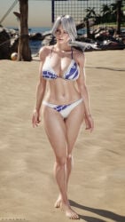 3d athletic athletic_female beach big_breasts blue_eyes breasts busty christie_(doa) darts77 dead_or_alive female female_focus female_only hourglass_figure large_breasts outdoors outside pinup pinup_pose shoulder_length_hair silver_hair tagme wide_hips