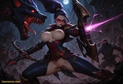 1girls ai_generated ass battle big_breasts breasts breasts_out child_bearing_hips curvaceous curvaceous_ass curvaceous_body curvaceous_female curvaceous_figure curvaceous_hips curvaceous_thighs curvy curvy_body curvy_female curvy_figure curvy_hips curvy_thighs female female_focus functionally_nude functionally_nude_female game jorenzone league_of_legends monster nude nude_female original pussy riot_games ripped_clothing ripped_pants shooting thick thick_hips thick_legs vayne waifu wallpaper weapon