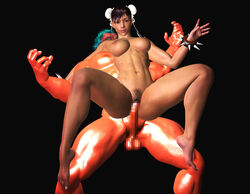 3d abs bangs barefoot big_penis black_background black_hair blue_hair bracelet bun_cover capcom censored chun-li cum cum_in_pussy cum_inside double_bun duo feet female female_on_top female_pubic_hair hair_bun hakan human kou long_penis male navel penis pubic_hair pussy red_skin sex simple_background soles spiked_bracelet straight straight_hair street_fighter testicles toes vaginal_penetration