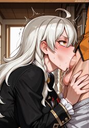 1boy 1girl ahegao ahoge ai_generated ascot ass bald bed black_jacket blush braid breasts breasts_out brooch clothed_female_nude_male clothed_sex clothes_lift clothing cum cum_in_pussy curtains doggystyle faceless faceless_male fate_(series) female female_ejaculation fucked_silly hair_between_eyes hands_on_another's_head head_grab hetero indoors jacket jousneystudio large_breasts legwear long_hair long_sleeves lying male manly medium_breasts muscular nipples nude olga_marie_animusphere on_bed on_stomach open_mouth orgasm penis prone_bone pussy_juice red_ascot red_thighhighs rolling_eyes saliva sex sex_from_behind sheet_grab shirt side_braid skirt sweat taken_from_behind tearing_up teeth thighhighs thighs tongue tongue_out trembling vaginal white_hair yellow_eyes