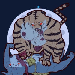 1:1 anal anthro avalath_tiger balls beastars big_muscles big_pecs bill_(beastars) blush bodily_fluids bouncing_pecs canid canine canis cowgirl_position duo felid foreskin from_front_position furry gay genital_fluids hi_res legoshi_(beastars) male male/male mammal muscular nipples nude on_bottom on_top pantherine pecs peeing peeing_on_another peeing_while_penetrated penis sex simple_background tiger uncircumcised uncut urine watersports wolf yaoi