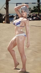 3d athletic athletic_female beach big_breasts blue_eyes breasts busty christie_(doa) darts77 dead_or_alive female female_focus female_only hourglass_figure large_breasts outdoors outside pinup pinup_pose shoulder_length_hair silver_hair tagme wide_hips