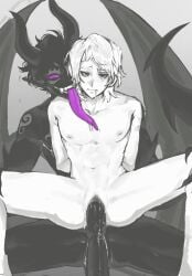 bat_wings black_body cuntboy horns lloyd_garmadon overlord_(ninjago) purple_eyes purple_tongue tail