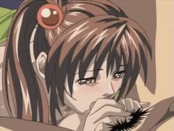 1boy 1girls animated balls_sucking bible_black blowjob cock_sucking gif imari_kurumi milky_(company) milky_animation_label minase_taki oral_sex penis pubic_hair screencap screenshot veiny_penis