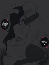 1boy 1boy1girl 1girl 1girls ass_grab background big_breasts black_hair chubby chubby_female completely_nude cowgirl_position dialogue dialogue_box digital_media_(artwork) drooling dyed_bangs dyed_hair grabbing_another's_ass heart hearts hidden_eyes highres hiveswap holding homestuck homestuck_oc homestuck_troll horn horns horny_female kissing_while_penetrated lips long_hair lotus_position monochrome naked naked_female naked_male original_character original_characters partially_colored reluctant_sex sex smile smug smug_grin stockings submissive_female thick_thighs thigh_highs thighhighs vaginal_penetration venopython wet_pussy wide_hips xray_view