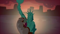 america armpit_fetish armpit_sex armpits broken chszan_chan damaged godzilla godzilla_(series) monster monster_cock statue statue_of_liberty tagme united_states_of_america video