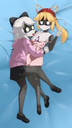cyn_(murder_drones) female_only lesbian licking_chest lizzy_(murder_drones) murder_drones normal-tadpole-4833 undressing_partner