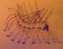 gigaboy hallucigenia cambrian_period extinct prehistoric_species paleozoic 1boy solo ass anus meme shitpost humor 2020 male male_only traditional_media monochrome :d