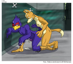 2010 anthro bird cum duo_focus falco_lombardi forsen_(artist) fox fox_mccloud gay interspecies leon_powalski male male_only nintendo nude penis sex side_view star_fox tagme