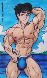gay handdrawn handdrawn_art joao_seu_companheiro male_only masculine monica's_gang monica_adventures titi_(tdm) turma_da_monica_jovem beach solo solo_male pencil_(artwork) traditional_media_(artwork) brazilian_artist colored color bara